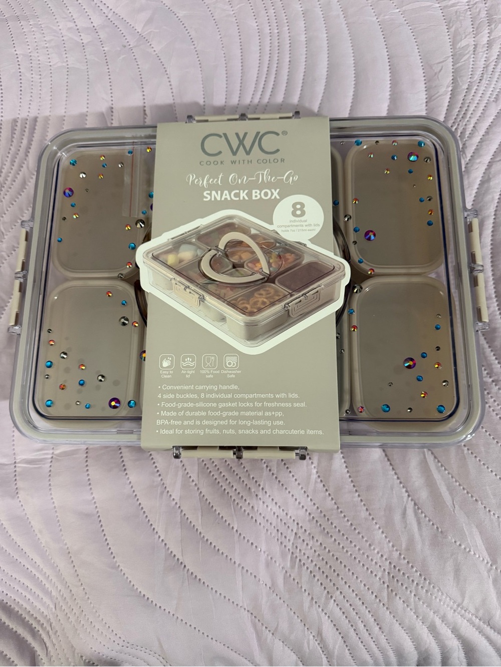 CWC Rhinestoned Get Your Sparkle On Snack/Craft Box NWT - Picture 6 of 9